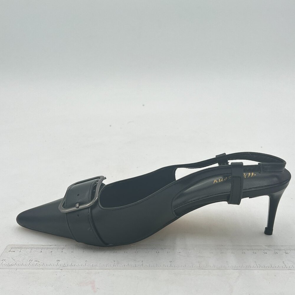 Wansseny Black Stylish Pointed Toe Slip On Slingback Pumps High Heel Ladies Shoe